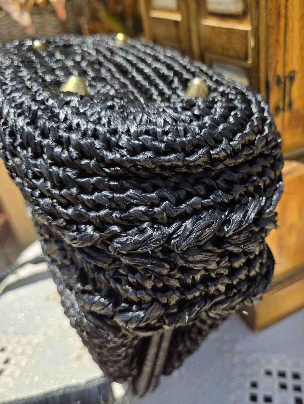 Vintage Dayne Taylor Black Raffia Bag